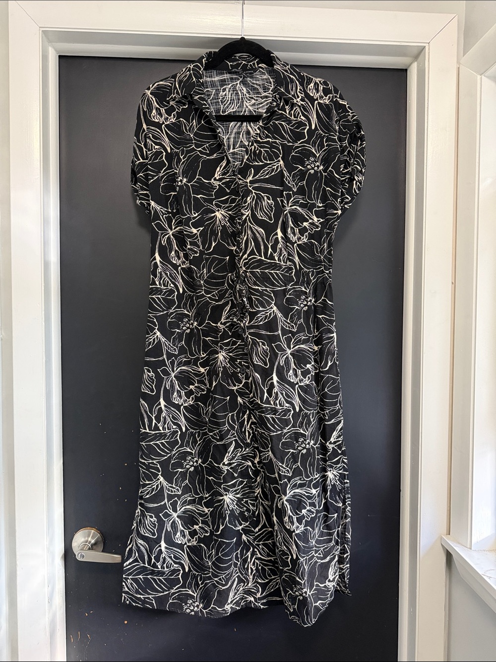 Badgley Mischka Black Midi Dress with White Floral Outline